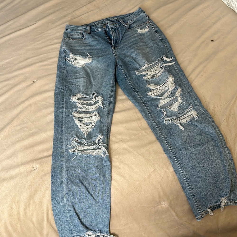 AE Stretch Curvy Super High-Waisted Baggy Straight Jean Size 4
